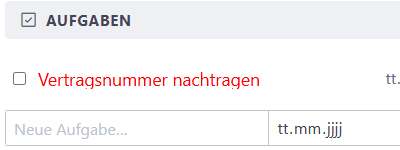 Screenshot: Aufgaben-Liste zur Vorsorge-Vorbereitung