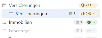 Screenshot: Fortschrittsanzeige im Navigationsbaum